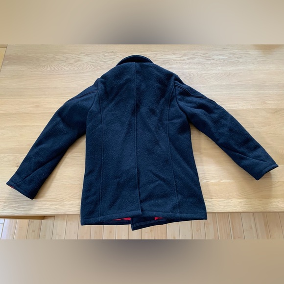 Schott Wool With Leather Trim Black Nautical Peacoat - Picture 6 of 14